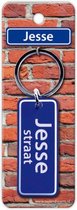 sleutelhanger straatnaam Jesse 9 cm staal blauw