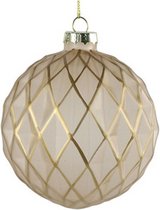 kerstbal Frida 10 cm glas beige/goud