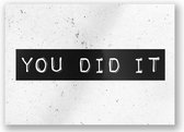 kaart You Did It 15 x 10,5 cm papier zwart/wit