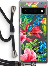 Case Company® - Google Pixel 6 Pro hoesje met Koord - Papegaaien - Telefoonhoesje met Zwart Koord - Bescherming aan alle Kanten en Over de Schermrand