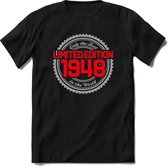 1948 Limited Edition | Feest Kado T-Shirt Heren - Dames | Zilver - Rood | Perfect Verjaardag Cadeau Shirt | Grappige Spreuken - Zinnen - Teksten | Maat L