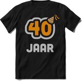40 Jaar Feest kado T-Shirt Heren / Dames - Perfect Verjaardag Cadeau Shirt - Goud / Zilver - Maat L