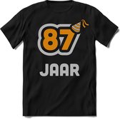 87 Jaar Feest kado T-Shirt Heren / Dames - Perfect Verjaardag Cadeau Shirt - Goud / Zilver - Maat XXL