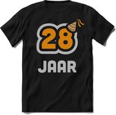 28 Jaar Feest kado T-Shirt Heren / Dames - Perfect Verjaardag Cadeau Shirt - Goud / Zilver - Maat XXL