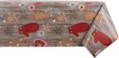Raved Tafelzeil Kerst Design  140 cm x  300 cm - Bruin - PVC - Afwasbaar