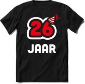26 Jaar Feest kado T-Shirt Heren / Dames - Perfect Verjaardag Cadeau Shirt - Wit / Rood - Maat S