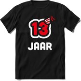 13 Jaar Feest kado T-Shirt Heren / Dames - Perfect Verjaardag Cadeau Shirt - Wit / Rood - Maat 3XL