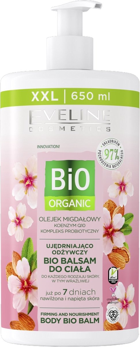 Bio Organic verstevigende en revitaliserende bodylotion voor alle huidtypes Amandelolie 650ml