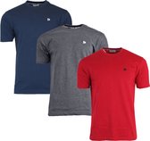 3-Pack Donnay T-shirt (599008) - Sportshirt - Heren - Navy/Charcoal marl/Berry Red - maat 3XL