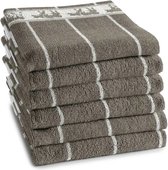 Bol.com DDDDD - 6x Keukendoek - Set van 6 - Katoen - Gestreept - 50x55 cm - Taupe aanbieding