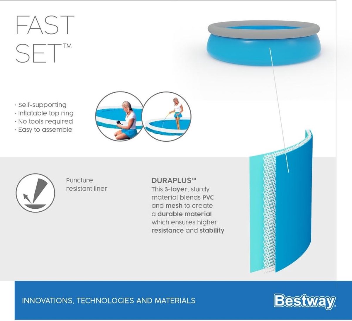 Bestway Fast Set zwembad met filterpomp en trap - Ø 457 x 122 cm