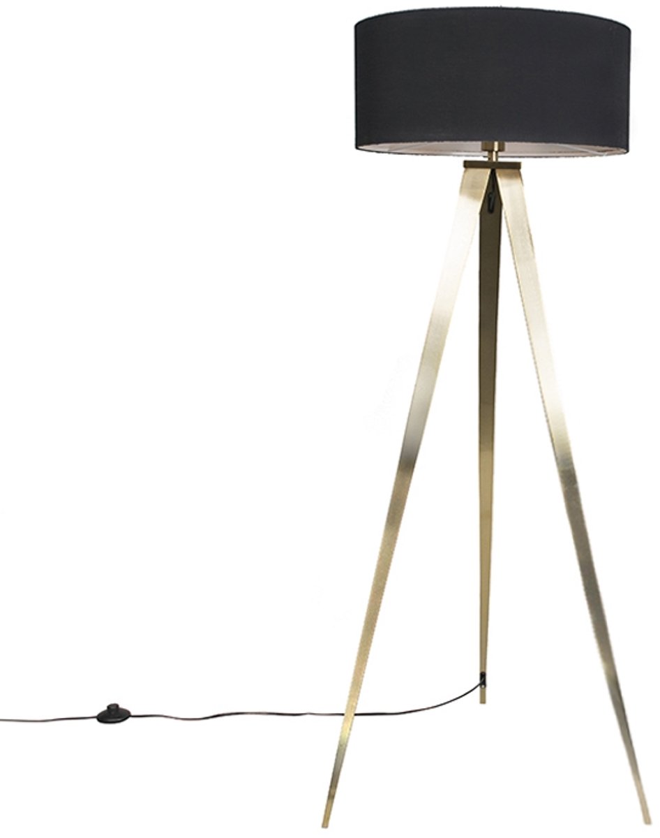 QAZQA ilse - Moderne Tripod | driepoot vloerlamp | Staande Lamp - 1 lichts - H 1440 mm - Zwart - Woonkamer | Slaapkamer | Keuken
