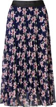 Dames plisse rok marine met bloemenprint en glitterband lang | Maat Onze size, XS-XL