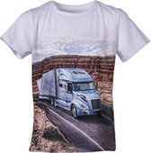 Jongens shirt korte mouwen wit met vrachtwagen - Vader-zoon T-Shirt | Maat 152/ 12Y