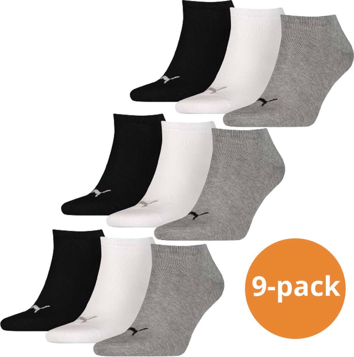 Puma Sneakersokken Plain 9-pack / -43/46 Zwart