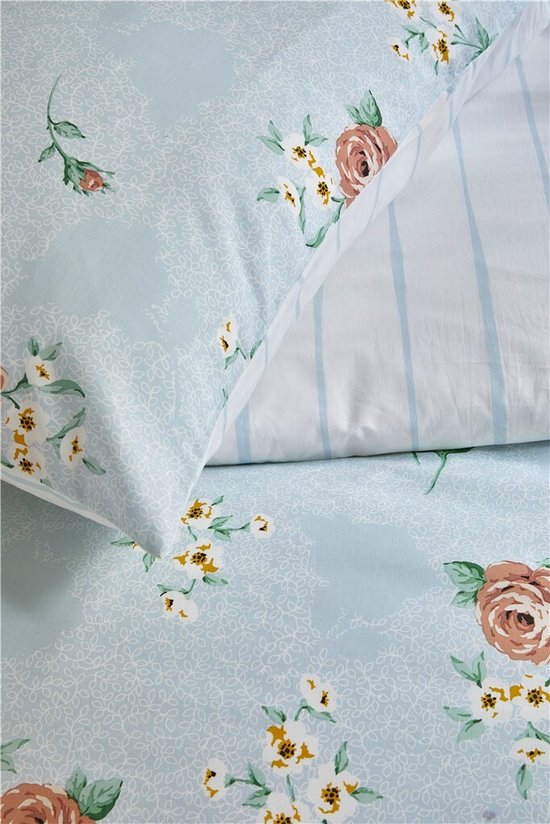 Walra Dekbedovertrek Red Roses - 200x220 - 100% Katoen (BCI) - Blauw van Merkloos — afbeelding 3