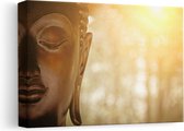 Artaza Canvas Schilderij Boeddha Beeld met Zon - 30x20 - Klein - Foto Op Canvas - Canvas Print