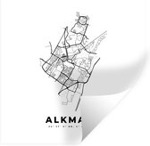Stickers muraux - Plan de Ville - Zwart Wit - Carte - Alkmaar - Pays- Nederland - Carte - 30x30 cm - Film Adhésif