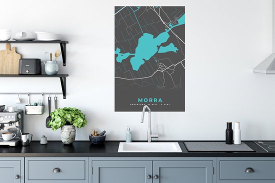 Muurstickers - Sticker Folie - Stadskaart - Plattegrond - Kaart - Nederland - Morra - 60x90 cm - Plakfolie - Muurstickers Kinderkamer - Zelfklevend Behang - Zelfklevend behangpapier - Stickerfolie