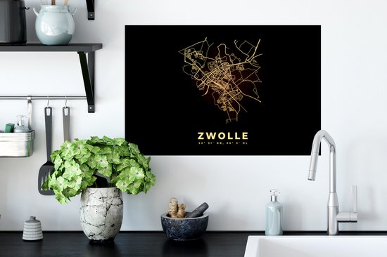 Stickers Stickers muraux - Zwolle - Plan de la ville - Carte - Carte - 60x40 cm - Feuille adhésive