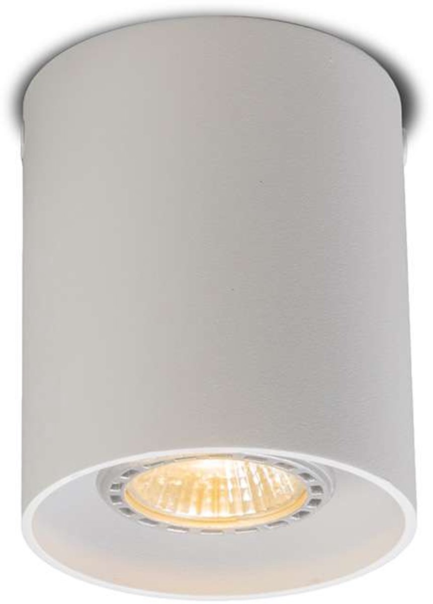 QAZQA tubo - Moderne Plafondspot | Spotje | Opbouwspot - 1 lichts - Ø 80 mm - Wit - Woonkamer | Slaapkamer | Keuken