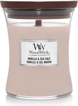 Woodwick Hourglass Medium Geurkaars - Vanilla & Sea Salt