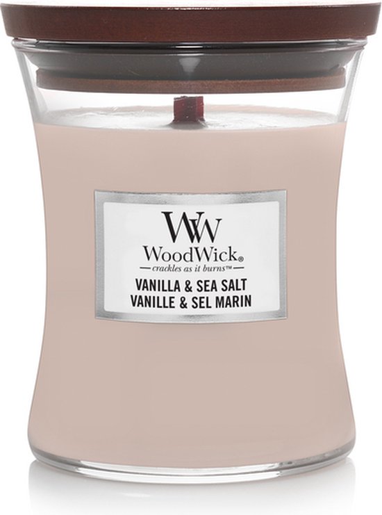 WoodWick Hourglass Medium Geurkaars - Vanilla & Sea Salt
