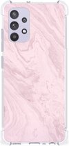 Smartphone hoesje Geschikt voor Samsung Galaxy A32 4G | A32 5G Enterprise Editie Telefoonhoesje met tekst met transparante rand Marble Pink