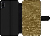 Bookcase Geschikt voor iPhone X telefoonhoesje - Goud - Bladgoud - Luxe - Met vakjes - Wallet case met magneetsluiting
