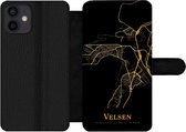 Bookcase Geschikt voor iPhone 12 Mini telefoonhoesje - Velsen - Kaart - Gold - Met vakjes - Wallet case met magneetsluiting