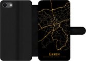 Bookcase Geschikt voor iPhone SE 2020 telefoonhoesje - Essen - Kaart - Goud - Met vakjes - Wallet case met magneetsluiting