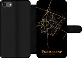 Bookcase Geschikt voor iPhone SE 2020 telefoonhoesje - Purmerend - Kaart - Zwart - Goud - Met vakjes - Wallet case met magneetsluiting