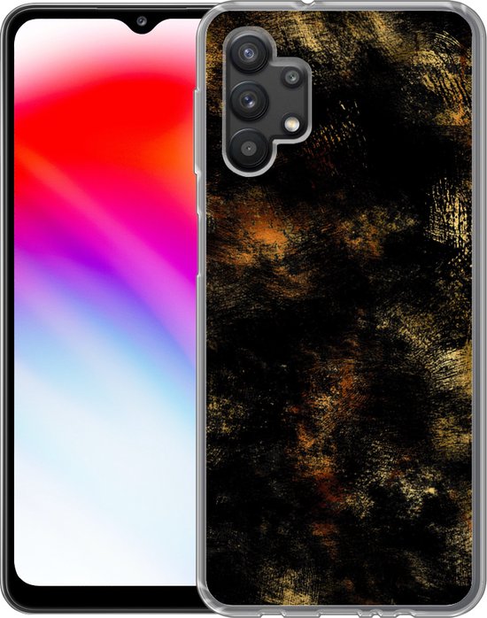 Coque Samsung Galaxy A32 5G - Or - Peinture - Abstrait - Zwart - Coque de téléphone en Siliconen