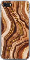 Geschikt voor iPhone 8 hoesje - Marmer print - Gouden - Lijn - Siliconen Telefoonhoesje
