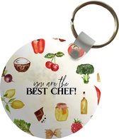 Sleutelhanger - Tekst - You are the best chef - Koken - Eten - Kok - Keuken - Hobby - Spreuken - Plastic - Rond - Uitdeelcadeautjes - Vaderdag cadeau - Geschenk - Cadeautje voor hem - Tip - Mannen