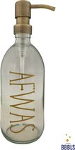 Zeepdispenser | Zeeppompje | Afwas | Transparant glas | 500ml | Goud | Goud geborsteld RVS pomp | Glas | BBBLS | Duurzaam