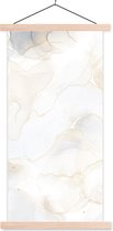 Posterhanger incl. Poster 60x120 cm - Schoolplaat - Marmer - Wit - Geel - Textielposter - Blanke latten