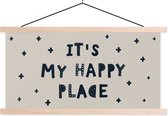 Posterhanger incl. Poster - Schoolplaat - Quotes - It's my happy place - Kinderen - Spreuken - Kids - Baby - Jongens - Meiden - 150x75 cm - Blanke latten