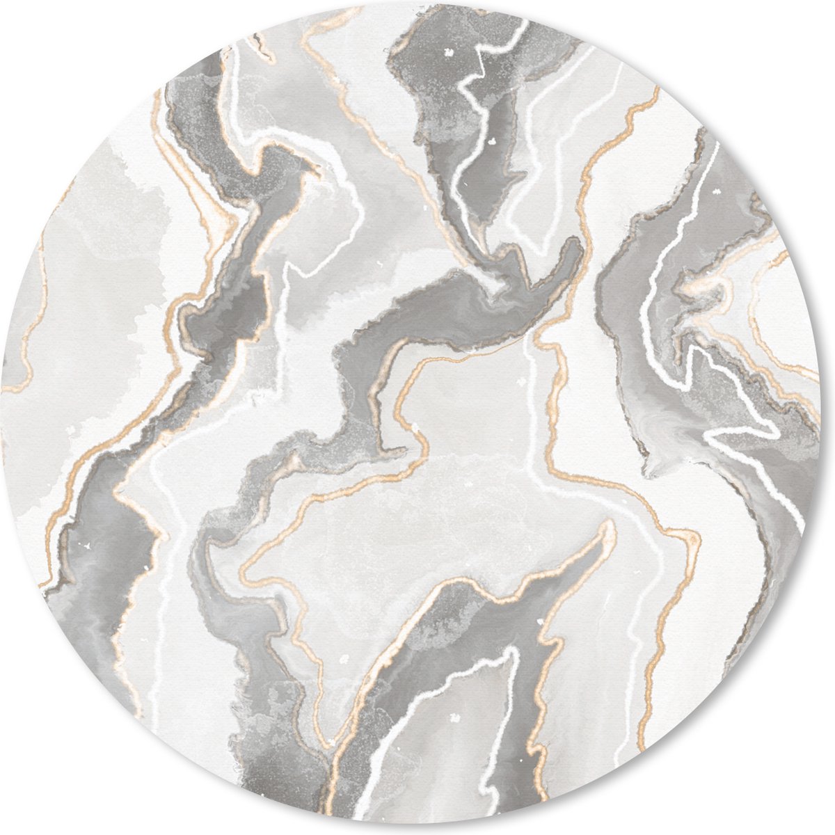 Muismat rond 50x50 cm - Mousepad Marmer - Grijs - Lijn - Ronde muismatten