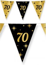 4x stuks leeftijd verjaardag feest vlaggetjes 70 jaar geworden zwart/goud 10 meter