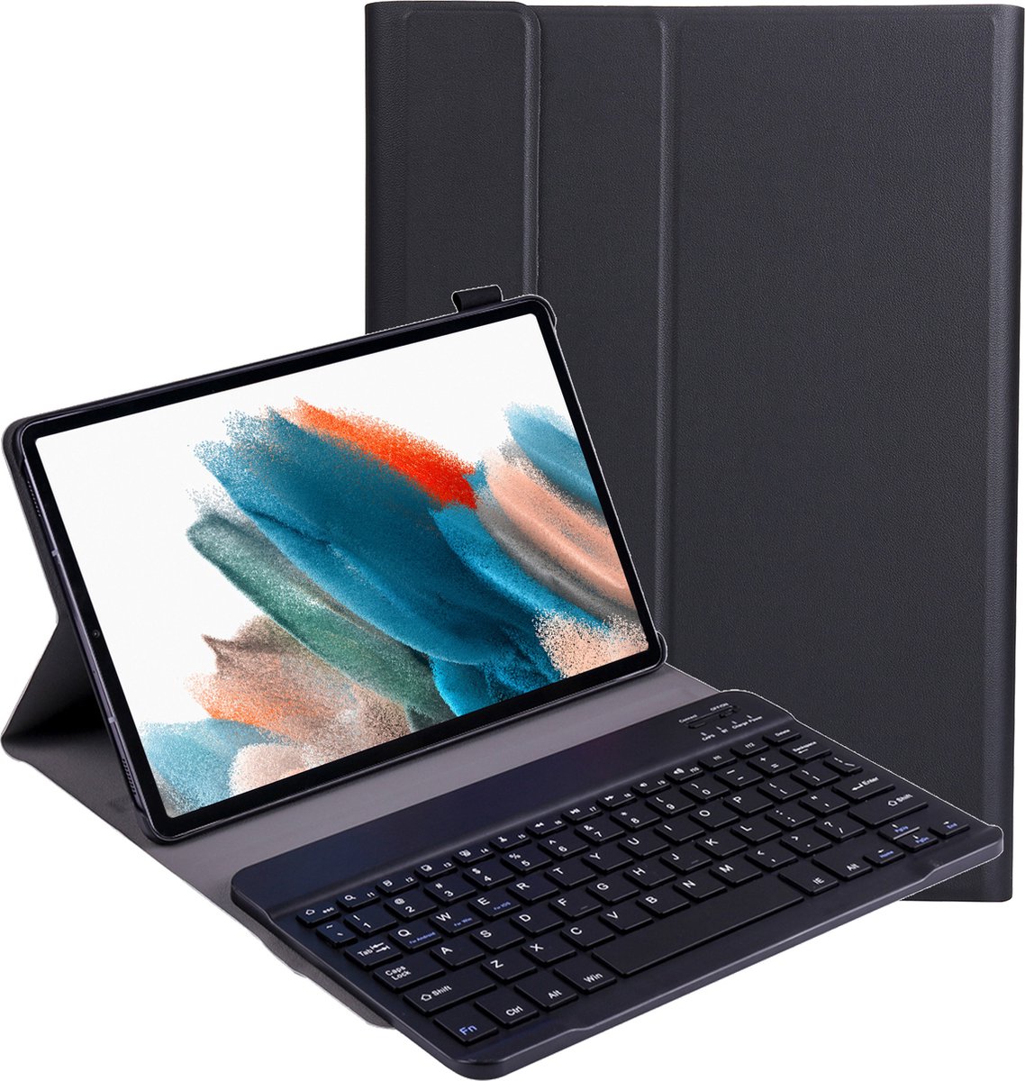 Hoesje Geschikt voor Samsung Galaxy Tab A8 Toetsenbord Hoes Book Case - Hoes Geschikt voor Samsung Tab A8 Toetsenbord Hoesje Keyboard Cover - Zwart