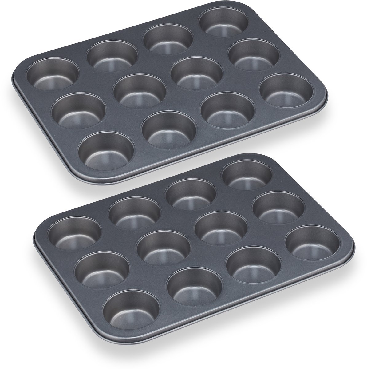 Professionele muffin bakvorm - antiaanbaklaag - set van 2 - carbonstaal