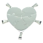 Vriendschapshartje® 5 Puzzelstukjes hart - bff ketting voor 5 - personaliseer - inclusief graveren