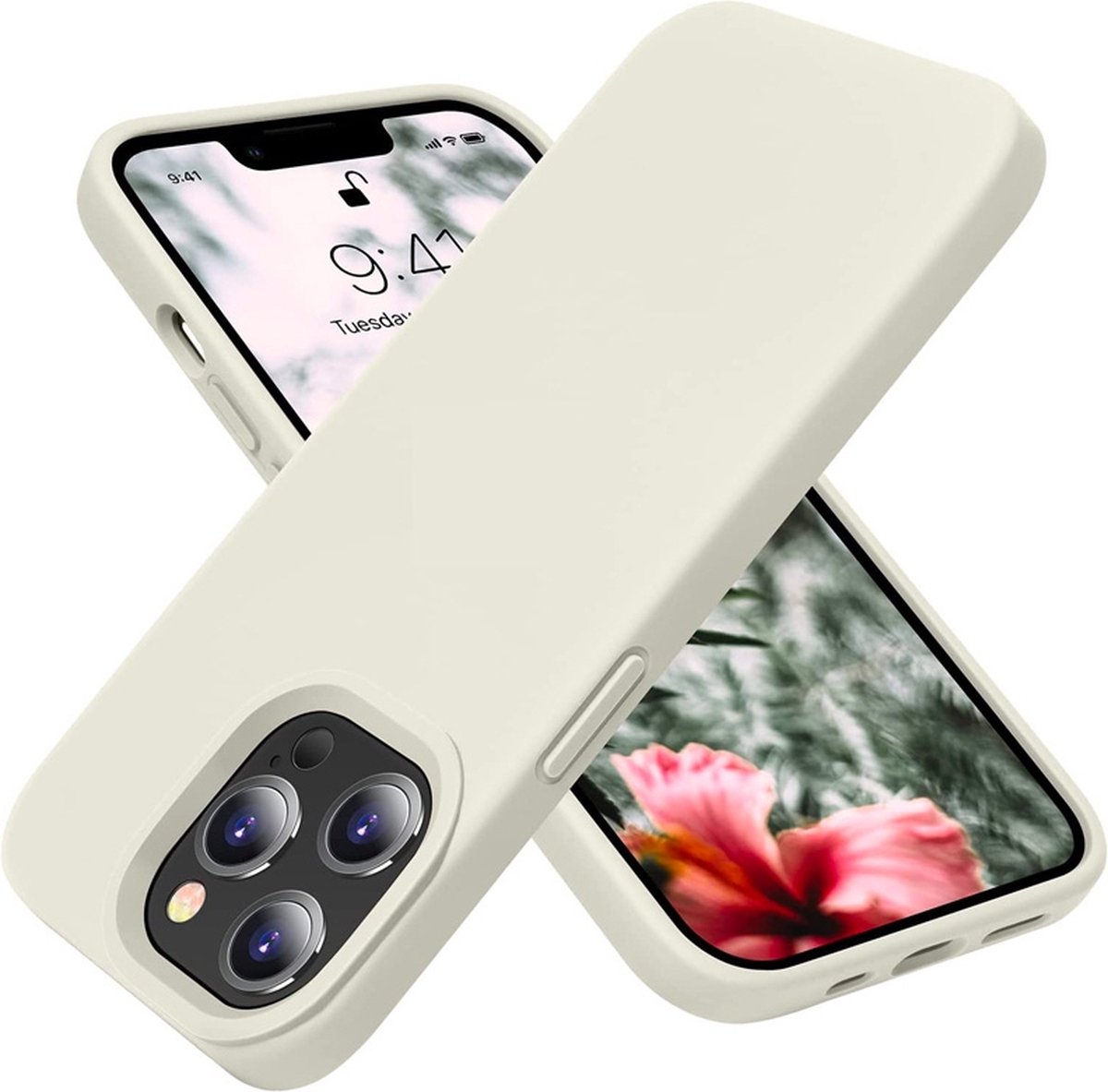 Mobiq - Liquid Silicone Case iPhone 13 Pro Max - lichtgrijs