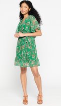LOLALIZA Wikkeljurk met bloemenprint - Groen - Maat 44