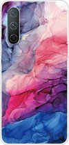 Mobigear Hoesje geschikt voor OnePlus Nord CE Telefoonhoesje Flexibel TPU | Mobigear Marble Backcover | Nord CE Case | Back Cover - Blauw / Roze