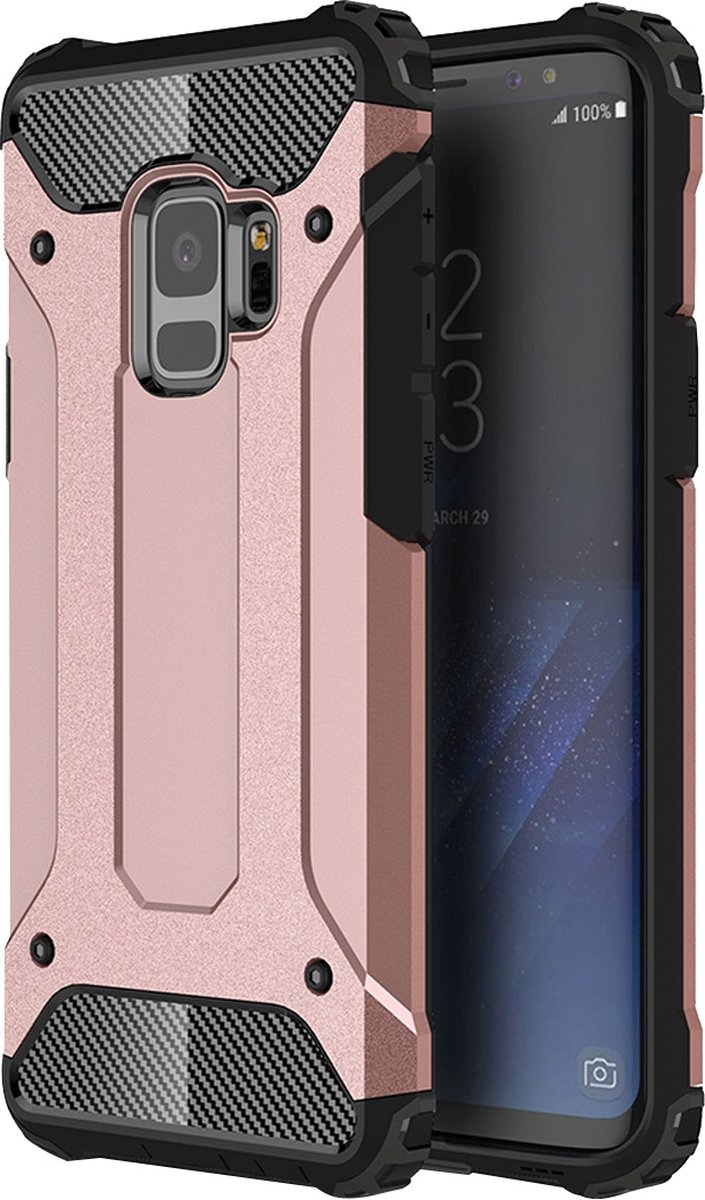 Mobigear Hoesje geschikt voor Samsung Galaxy S9 Telefoonhoesje Hardcase | Mobigear Outdoor Backcover Shockproof | Schokbestendig Galaxy S9 Telefoonhoesje | Anti Shock Proof - Roségoud