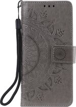 Shop4 - Samsung Galaxy A73 5G Hoesje - Wallet Case met Pasjeshouder Mandala Patroon Grijs