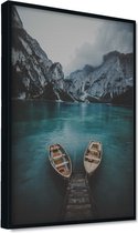 Akoestische panelen - Geluidsisolatie - Akoestische wandpanelen - Akoestisch schilderij AcousticPro® -  paneel met de Blue Lagoon IJsland - design 212 - Premium - 80X120 - Wit- Wan