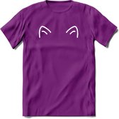 Kattenoortjes - Katten T-Shirt Kleding Cadeau | Dames - Heren - Unisex | Kat / Dieren shirt | Grappig Verjaardag kado | Tshirt Met Print | - Paars - L